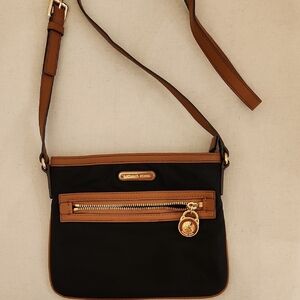 Michael Kors Black and Brown Kempton Crossbody Bag